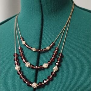 Anne Klein Gold-Tone Pave Fireball & Bead Layered Necklace NWT